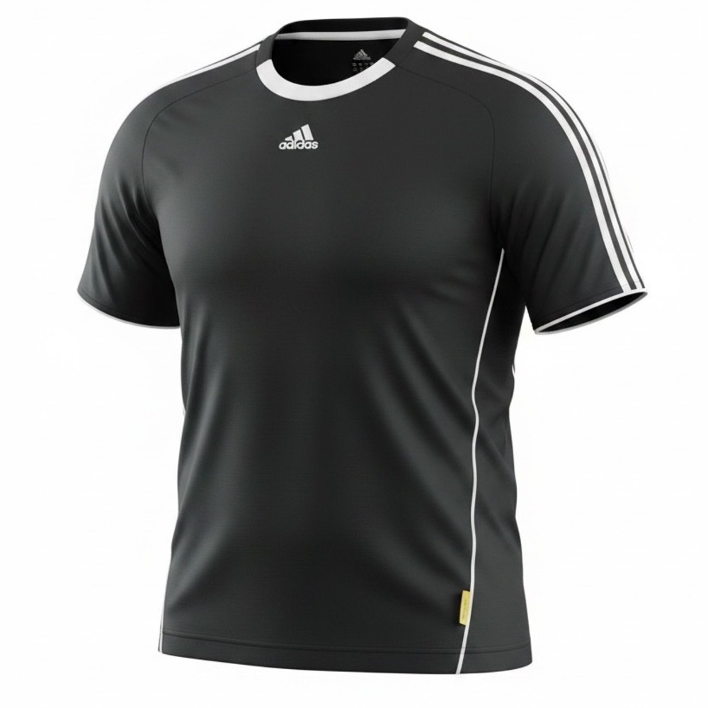 Adidas Men's ClimaCool Soccer Jersey Black White 3 Stripe Short Sleeve Large